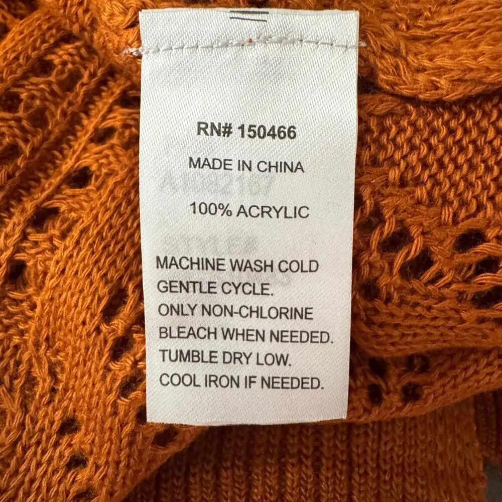 Market & Spruce Cecily Pointelle Open Duster Cardigan Orange NWT Size Small